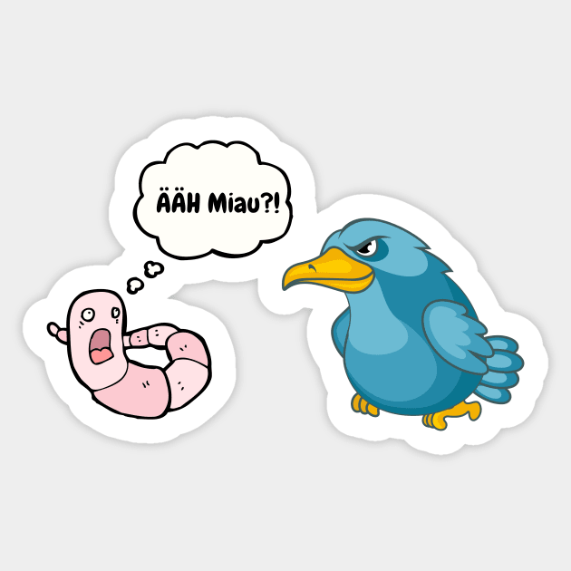 Worm and bird Sticker by Shadowbyte91